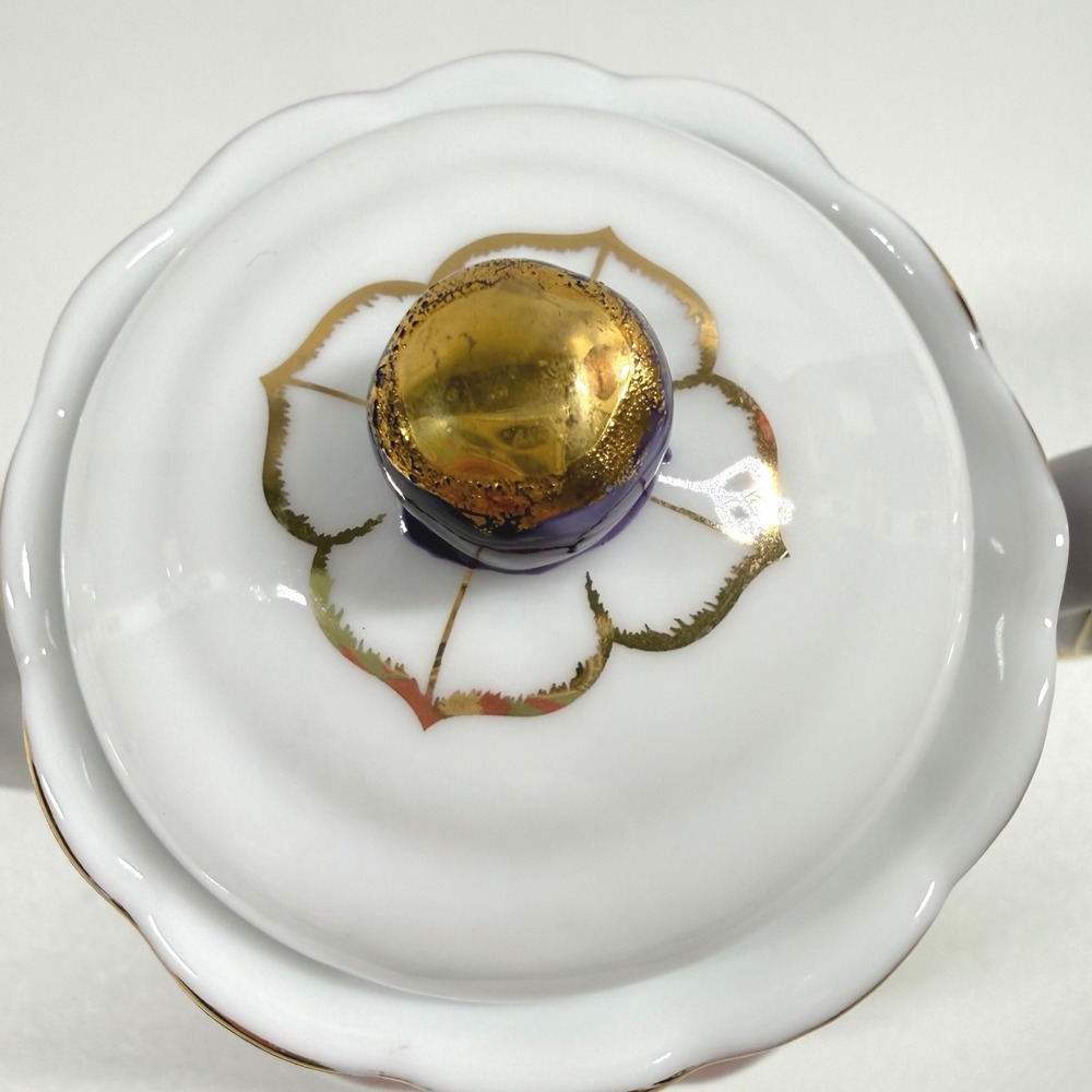 Vintage Teapot Red Hat Society Floral Purple Gold Trim Tea Party Decor Gift - Picture 7 of 11